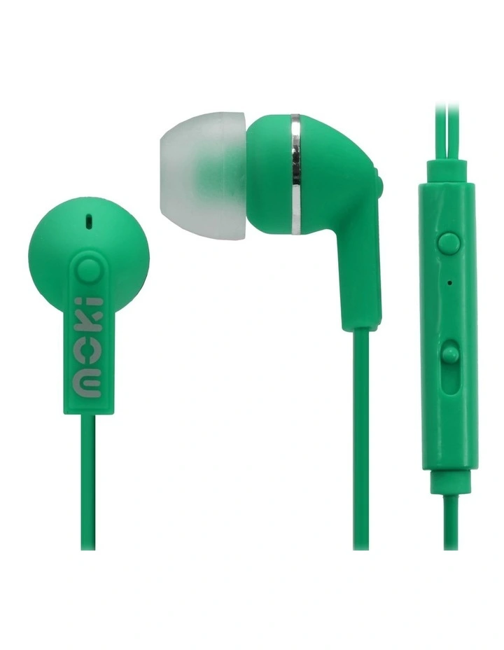Moki Noise Isolation Earbuds With Microphone & Control Green